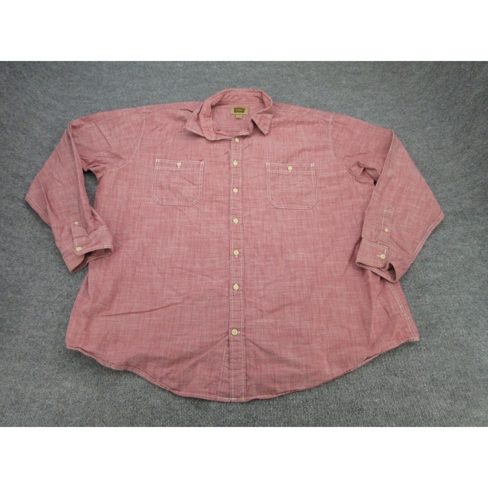 The Foundry Mens Button Down Tall Fit Red Long Sleeve Cotton Shirt 3XLT